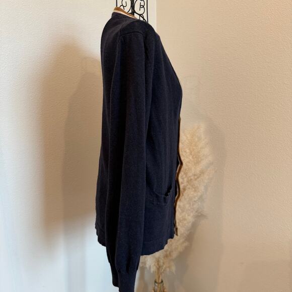Merona Preppy Navy Button Up Cotton Cashmere Cardigan Sweater Small - Picture 4 of 7